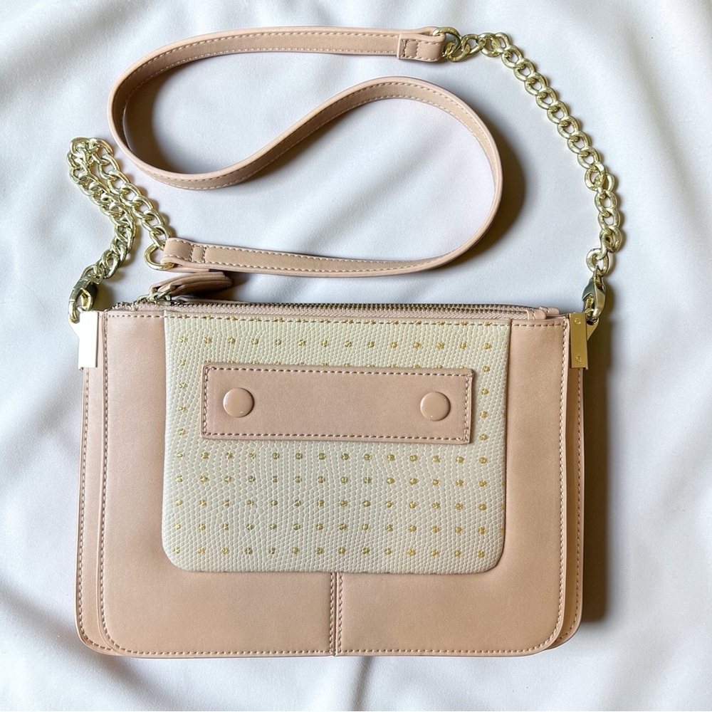Danielle Nicole Nude Crossbody Bag, Removable Strap, Converts to Clutch, 10.5" W